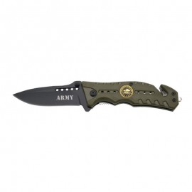 Knife THIRD Army ABS Green 12cm, Stainless Steel + Case
