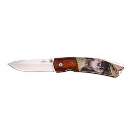 Knife THIRD Red wood Boar Motif 11,5cm, Stainless steel