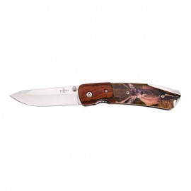 Knife THIRD Red wood Deer Motif 11,5cm, Stainless steel
