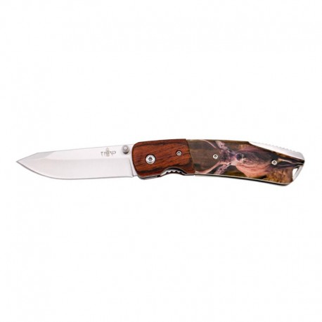 Knife THIRD Red wood Deer Motif 11,5cm, Stainless steel