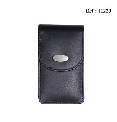 cigarette case Slim 100mm black leather