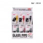 mini tobacco glass pipe + pipe screens in blister pack per 24 pcs ass