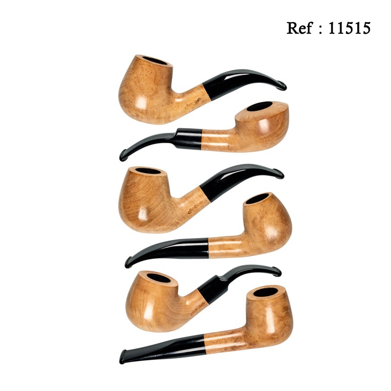 pipe Jean Claude natural polish assorted, acrylic mouthpiece per 6 pc