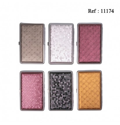 cigarete case for 12 pcs, leatherette honeycombs design 100S ass 6pc