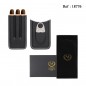 cigar case Myon 3 pcs black leather with cutter