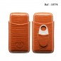 Myon 3 pcs cigar case with cigar cutter brown leather