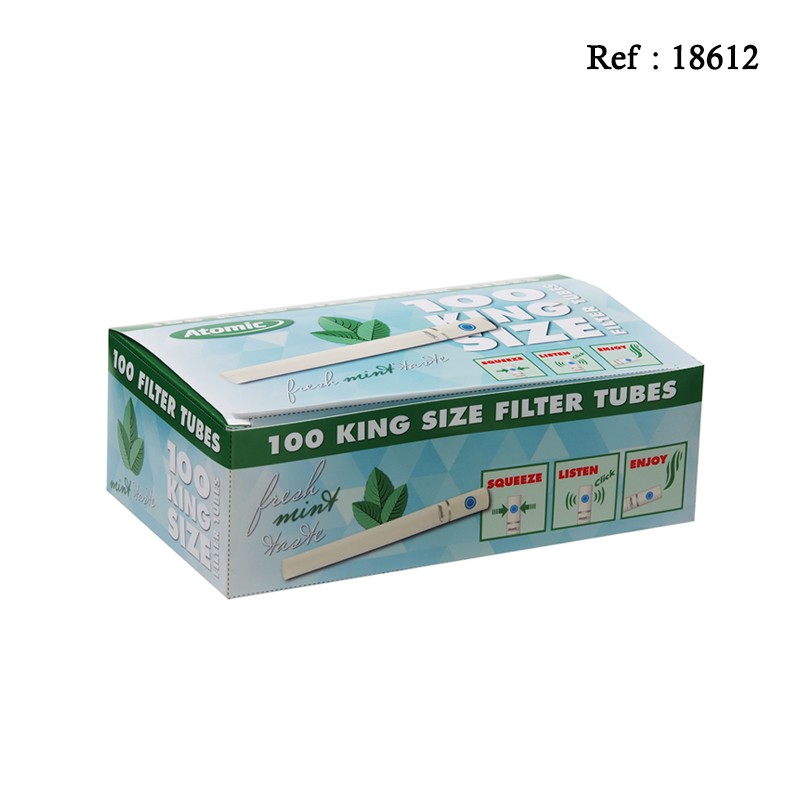 Tubes à cigarettes avec filtre saveur menthe, boite de 100