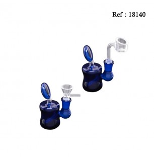 mini glass bong set blue for oil and dry herbs