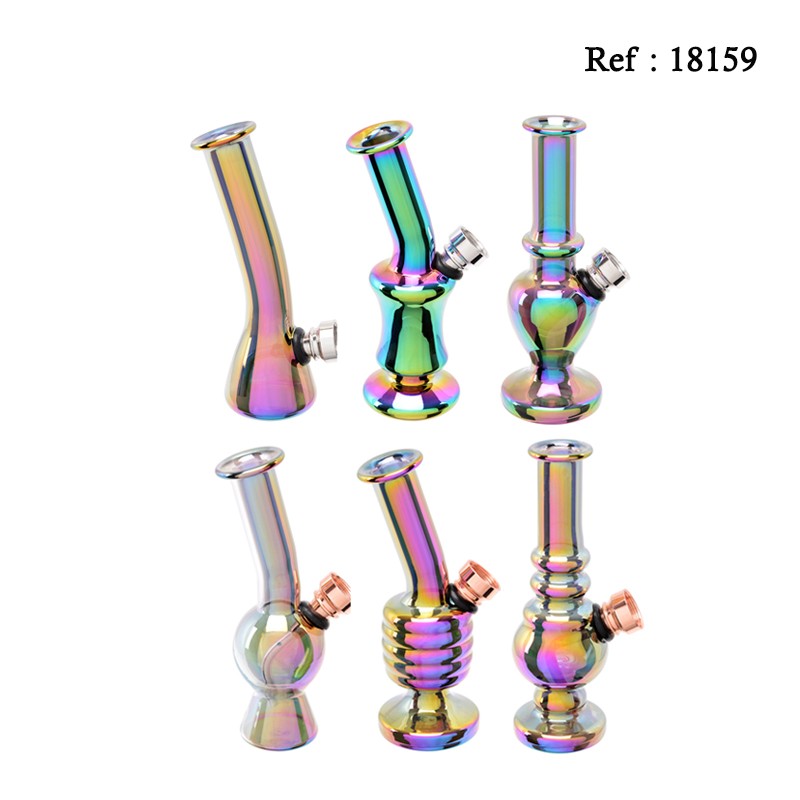 Mini Glass Bong 13cm 6 Shapes Assorted Rainbow