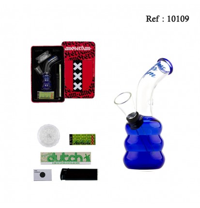 giftset bong Amsterdam 12 cm Ø 18 mm with accessories