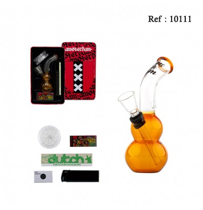 giftset bong Amsterdam 12 cm Ø 18 mm with accessories