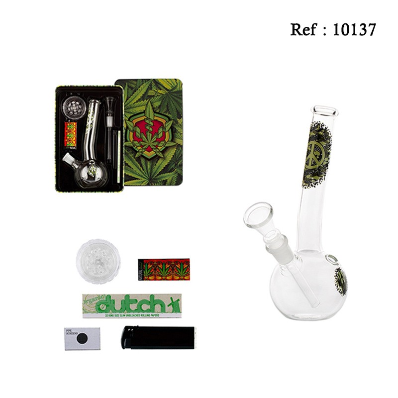 giftset bong Amsterdam 18 cm Ø 22 mm with accessories