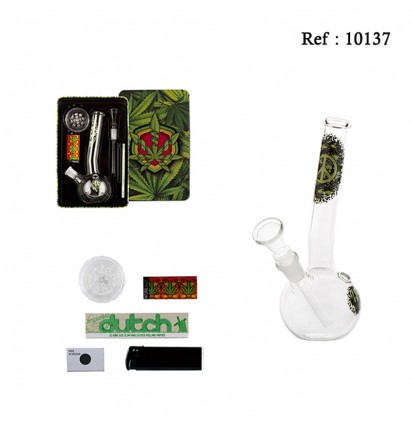 giftset bong Amsterdam 18 cm Ø 22 mm with accessories