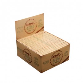 Cigarette paper ATOMIC + filters, natural hemp, display of 20
