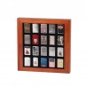 Rosewood-finish glass wall display case for 20 lighters