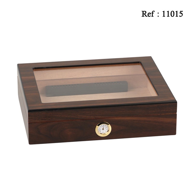 humidor walnut finish glass window for 20 cigars