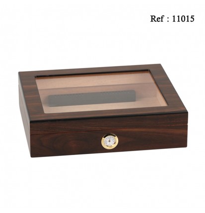 humidor walnut finish glass window for 20 cigars