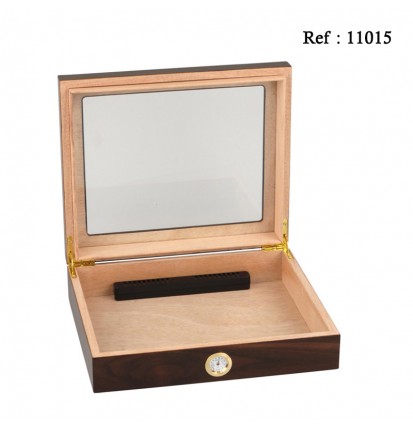 humidor walnut finish glass window for 20 cigars