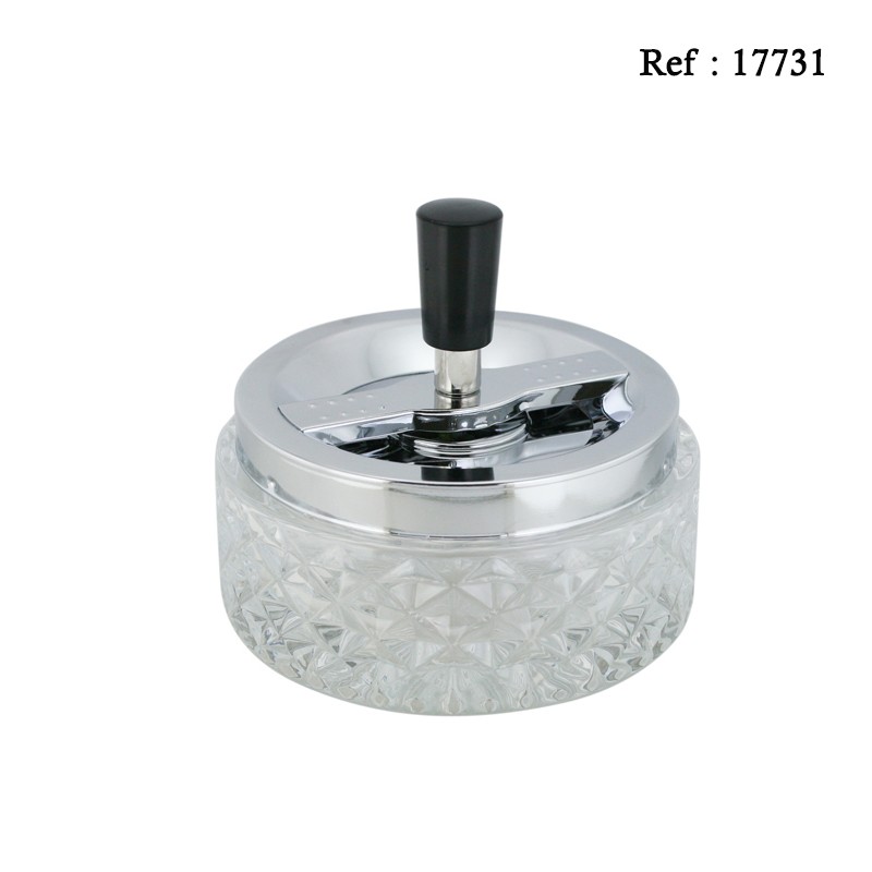 table ashtray in glass transparent white