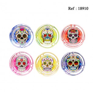 glass ashtray 8.5 cm La Catrina assorted per 6 pcs