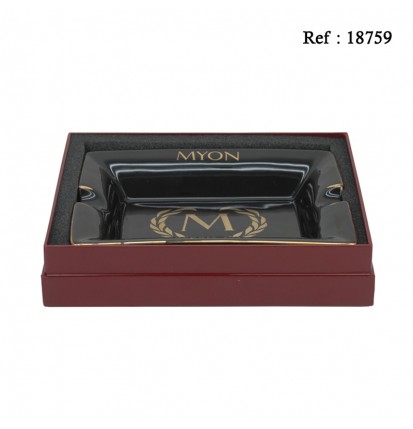 Myon cigar ashtray black/gold 205 x 168 x 35 mm