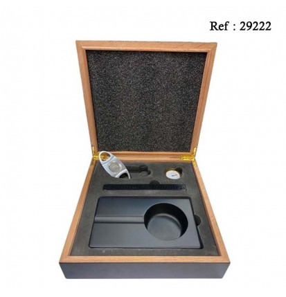 Black humidor BIG SMOKE 30 cigars, with ashtgray, cigar cutter, hygro