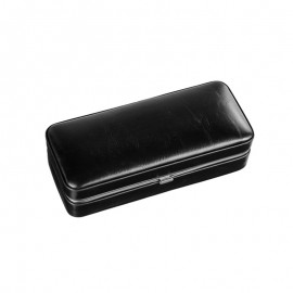 Black leather travel humidor ceder with cigar cutter