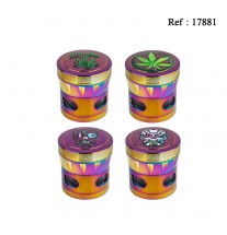 Grinder Métal Crânes/Feuilles, 4.3 cm, 4 éléments,display de 12