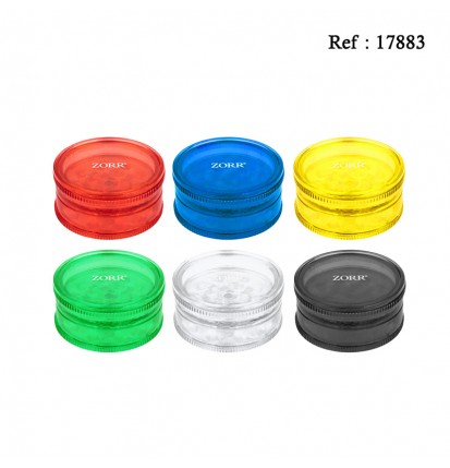 plastic grinder assorted colors, Ø 4.2 cm, 3 parts, per 24 pcs