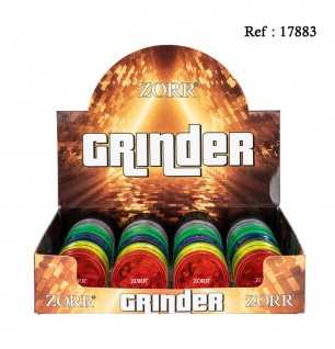plastic grinder assorted colors, Ø 4.2 cm, 3 parts, per 24 pcs