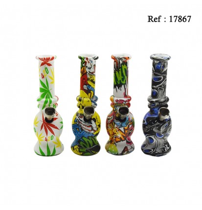 mini glass bong 15 cm colored assorted per 12 pcs