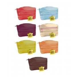 Leather wallet with zip fastening Assorted colours