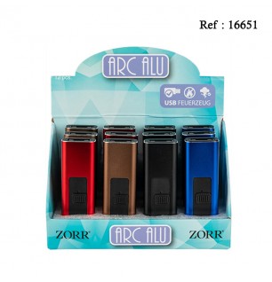 Briquet Zorr ARC ALU, 4 coloris assortis alu, display de 12