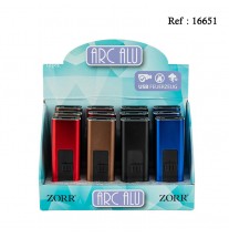 Briquet Zorr ARC ALU, 4 coloris assortis alu, display de 12