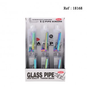 mini glass pipe rainbow single ovc box+spare pipe screens ass per 24