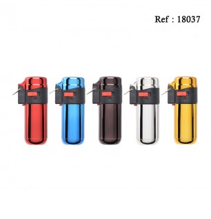 Briquet torche ATOMIC Barrel coloris métal assortis, display de 20