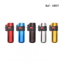 Briquet torche ATOMIC Barrel coloris métal assortis, display de 20