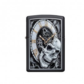 Briquet ZIPPO noir mat Skull Clock