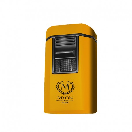 4jet cigar MYON lighter Yellow with cigar piercer and cutter cigar