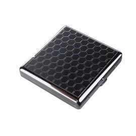 18-cigarette case, dark gun metal, glossy, honeycomb pattern
