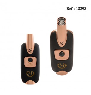 Myon cigar table lighter Monarch double jet Black/Rose gold