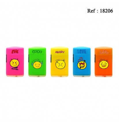 Briquet Jet Flame EMOJI gomme assortis, display de 25