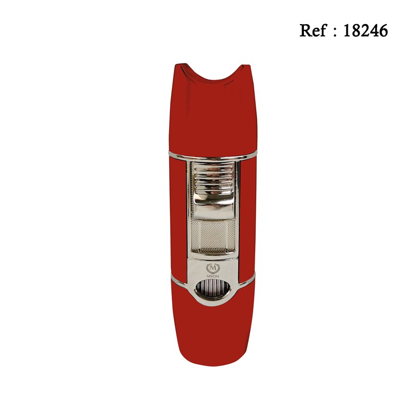 Briquet MYON Cigare triple jet Rouge avec emporte pièce/repose cigare