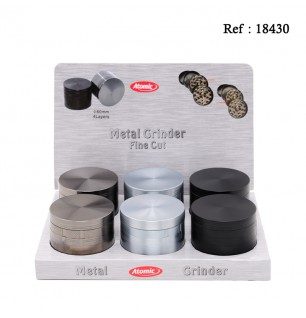 Grinder métal 3 coloris assortis, Ø 6 cm, display de 6