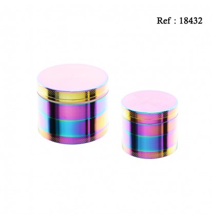 Grinder Alu Arc en Ciel, 4 et 5 cm, display de 6(3 de chaque)