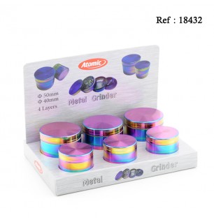 Grinder Alu Arc en Ciel, 4 et 5 cm, display de 6(3 de chaque)