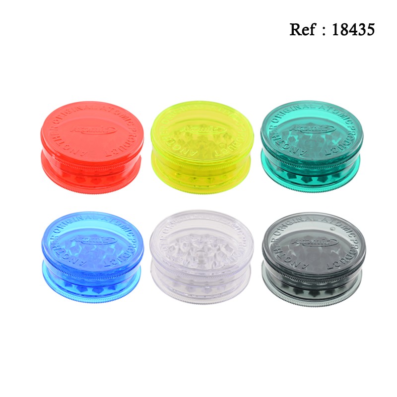 Grinder plastique 6 couleurs assortis, 6 cm, display de 24