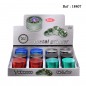 metal grinder 6 colors, 4 parts, doameter 4,2 cm, assorted per 12 pcs