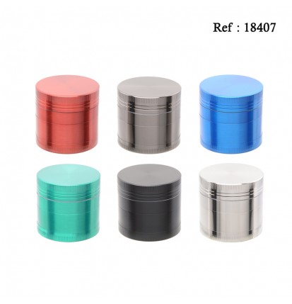 metal grinder 6 colors, 4 parts, doameter 4,2 cm, assorted per 12 pcs