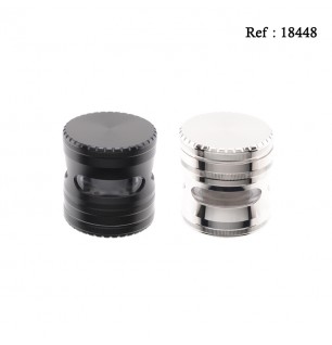 metal grinder Black and Silver Ø 6.3 cm, 5 parts, assorted per 6 pcs